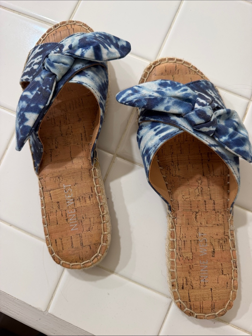 Nine West Blue Tie-Dye Slide Sandals Size 7M